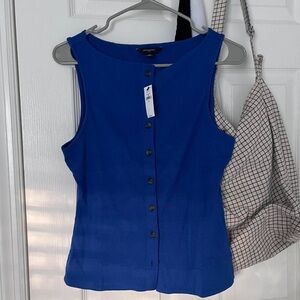 Banana Republic Royal Blue Button-Front Tank Top
